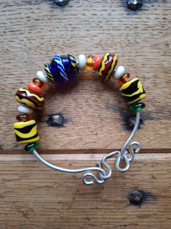 Glass Bead And Silver Bracelet
